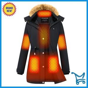 Heated Parka Jacket Graphene Technology 6 Heating Zones Battery Pack Women's